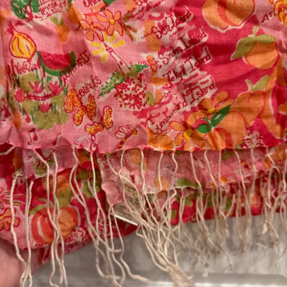 Lilly Pulitzer Lilly Loves Georgia Murfee Scarf Silk Cashmere Tassel Pink